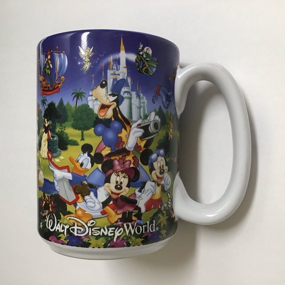 Disney Parks DAD Big Coffee Mug Castle Wrap Graphic Classic Characters Vintage - Picture 3 of 11